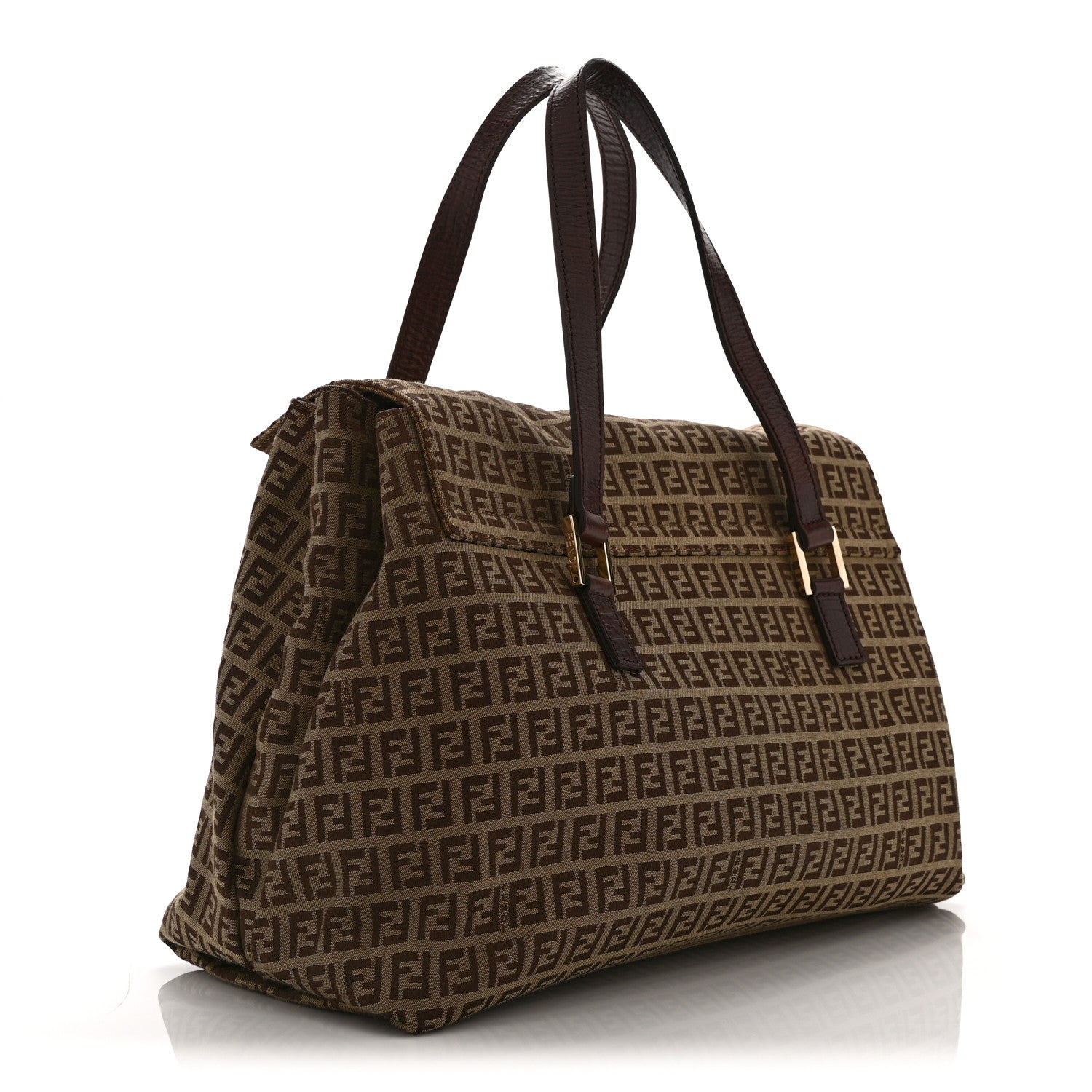 Zucchino Vitello Shoulder Bag Mogano Panna Bruciato - Image 3