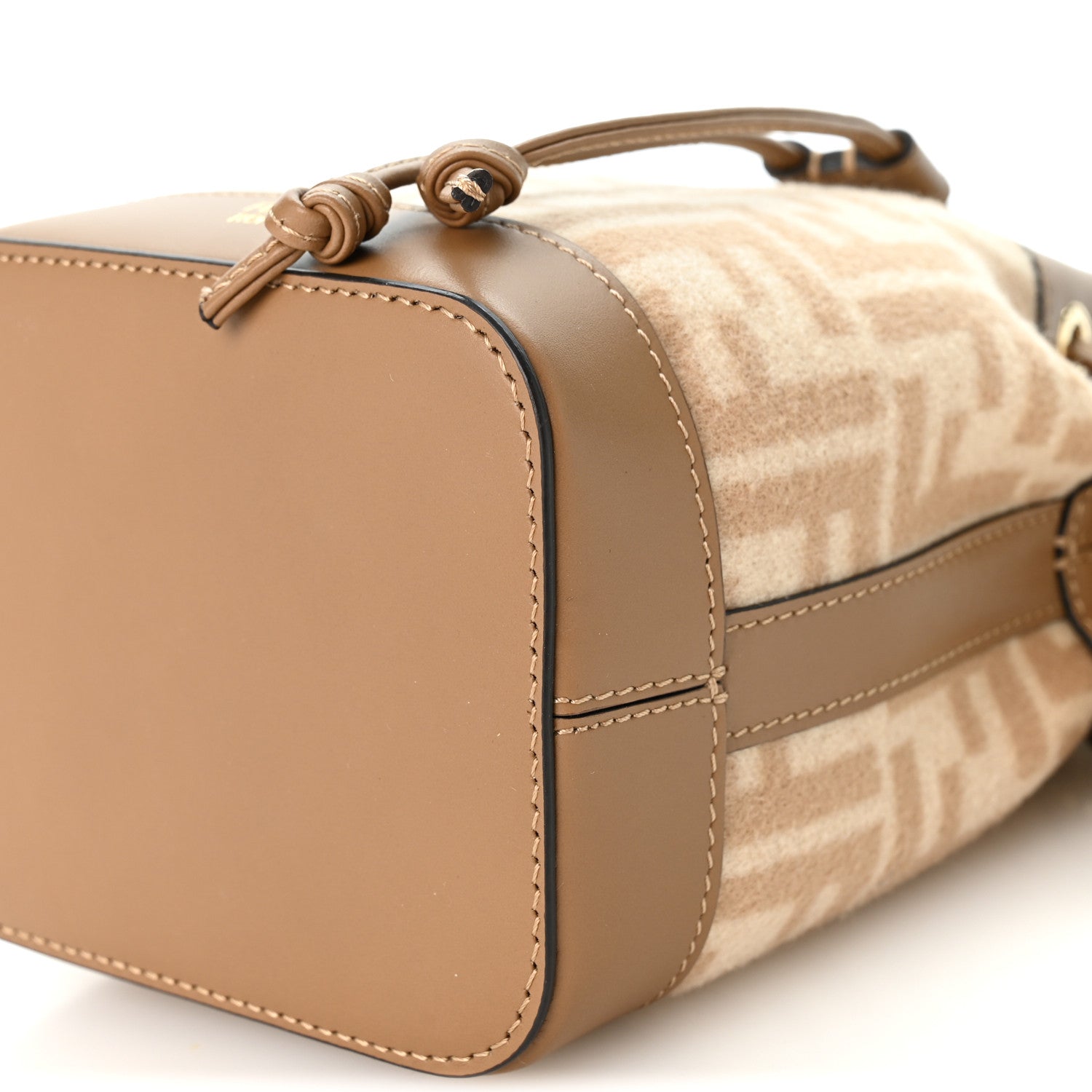 Wool Vitello King FF 1974 Mini Mon Tresor Bucket Bag Beige Cammello Sand - Image 10