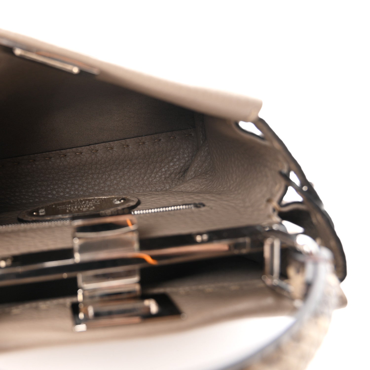 Cuoio Romano Snakeskin Selleria Mini Peekaboo Iconic Satchel Corda White - Image 5