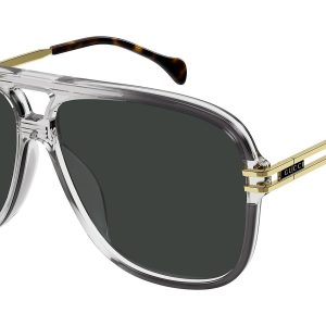 Gucci GG1105S Grey Gold Squared Aviator Sunglasses