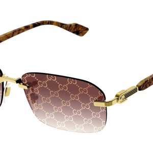 Gucci GG1221S Brown Monogram Rimless Sunglasses