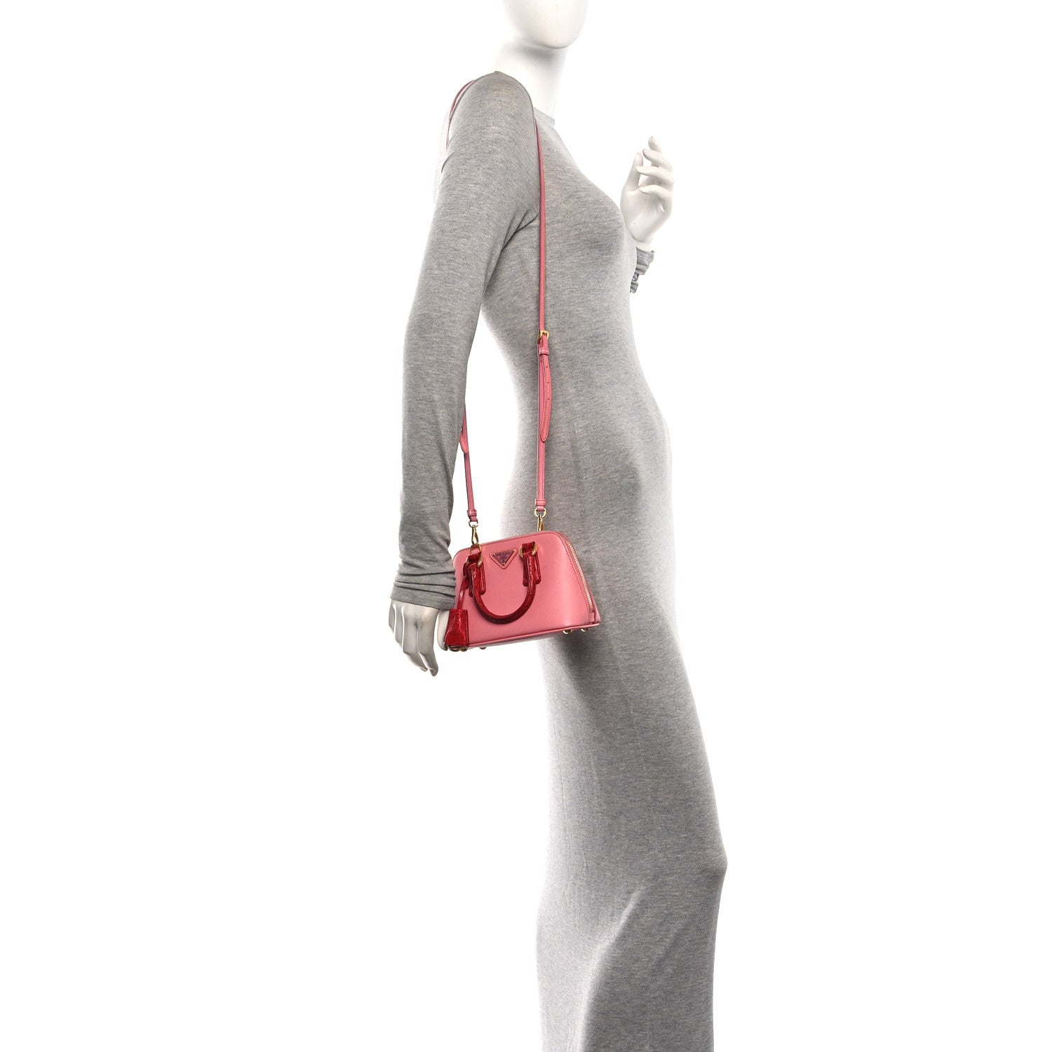 Saffiano Lux Crocodile Mini Promenade Tote Fuoco Begonia - Image 2