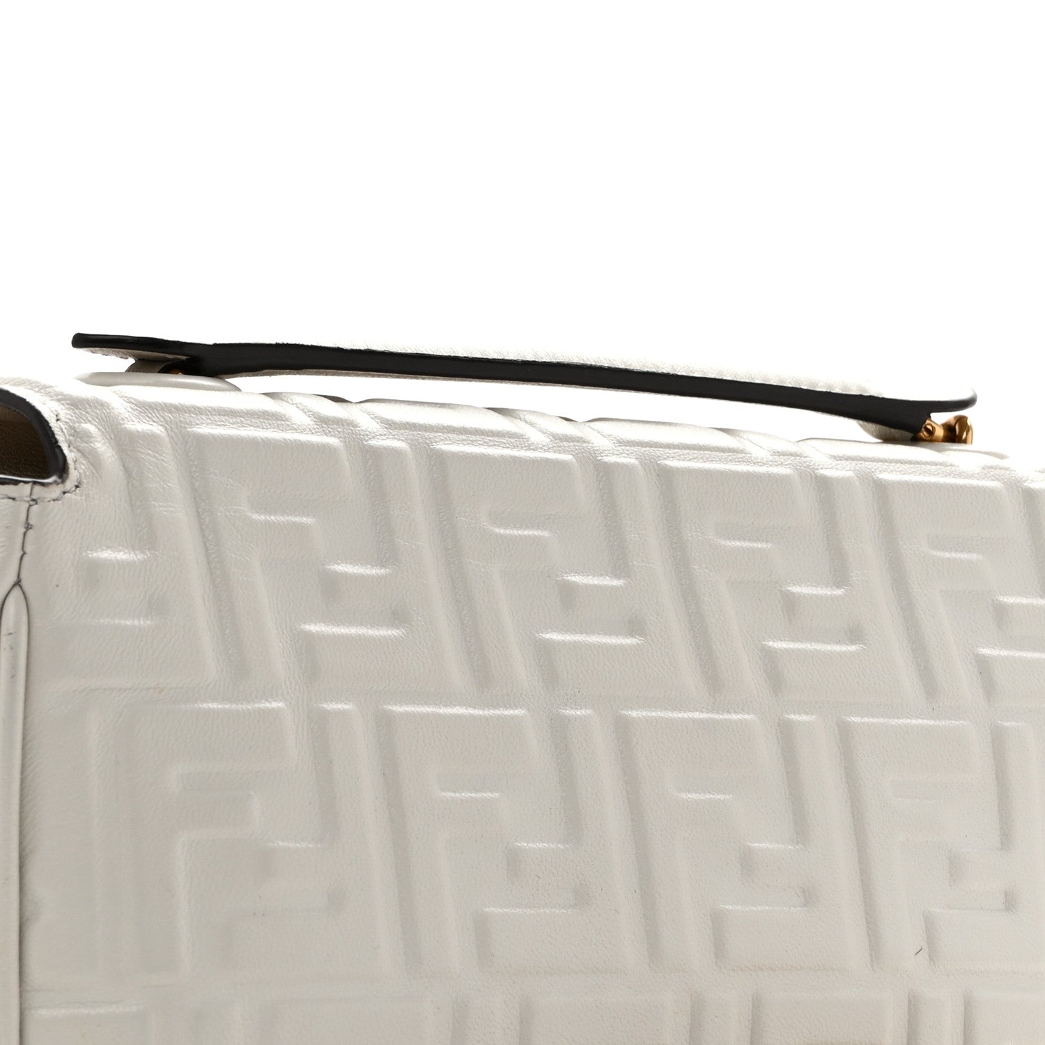 Nappa Small FF Embossed Midi Chain Baguette White - Image 13