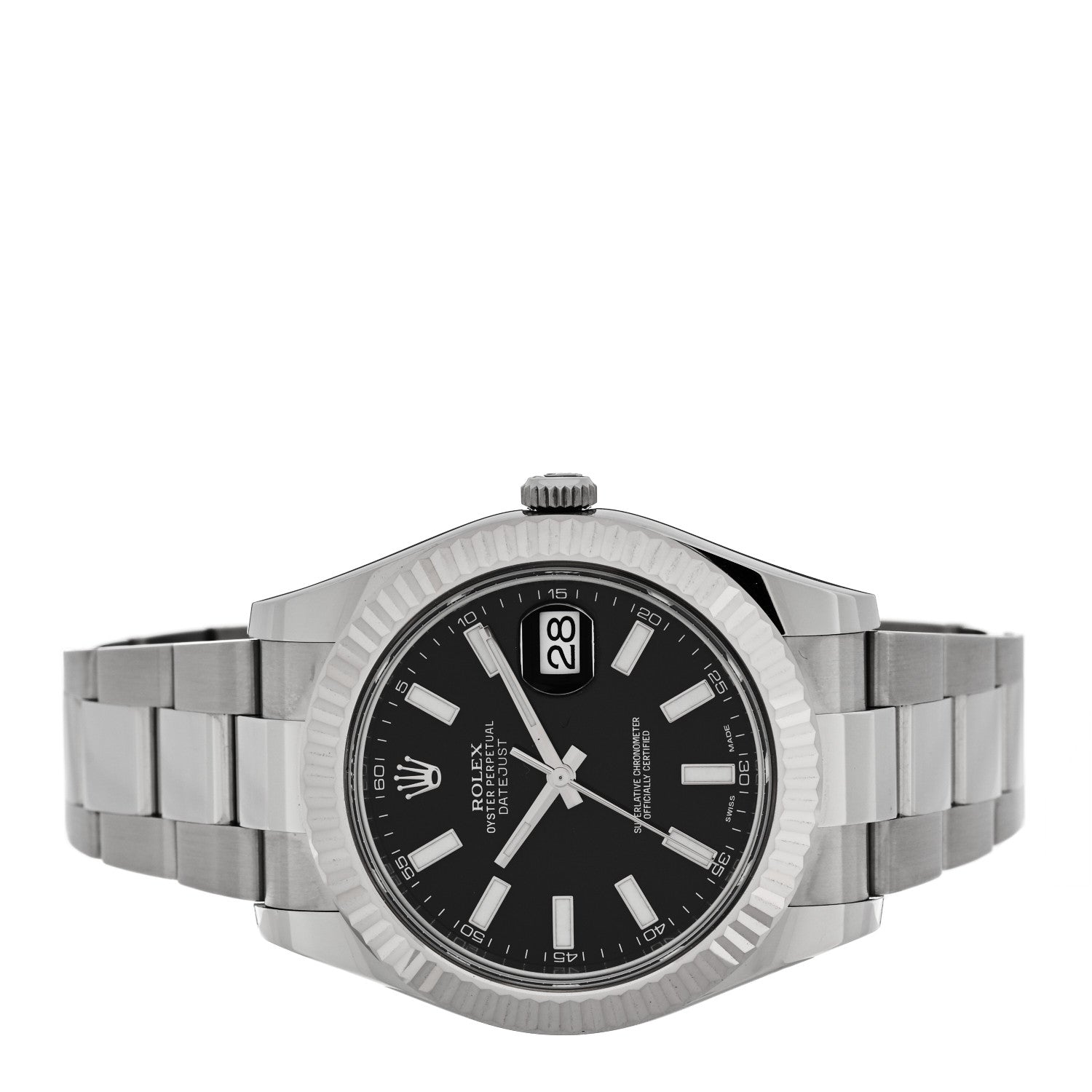 Stainless Steel 18K White Gold 41mm Oyster Perpetual Datejust Watch Black 116334 - Image 2