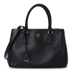 Saffiano Small Galleria Double Zip Tote Black