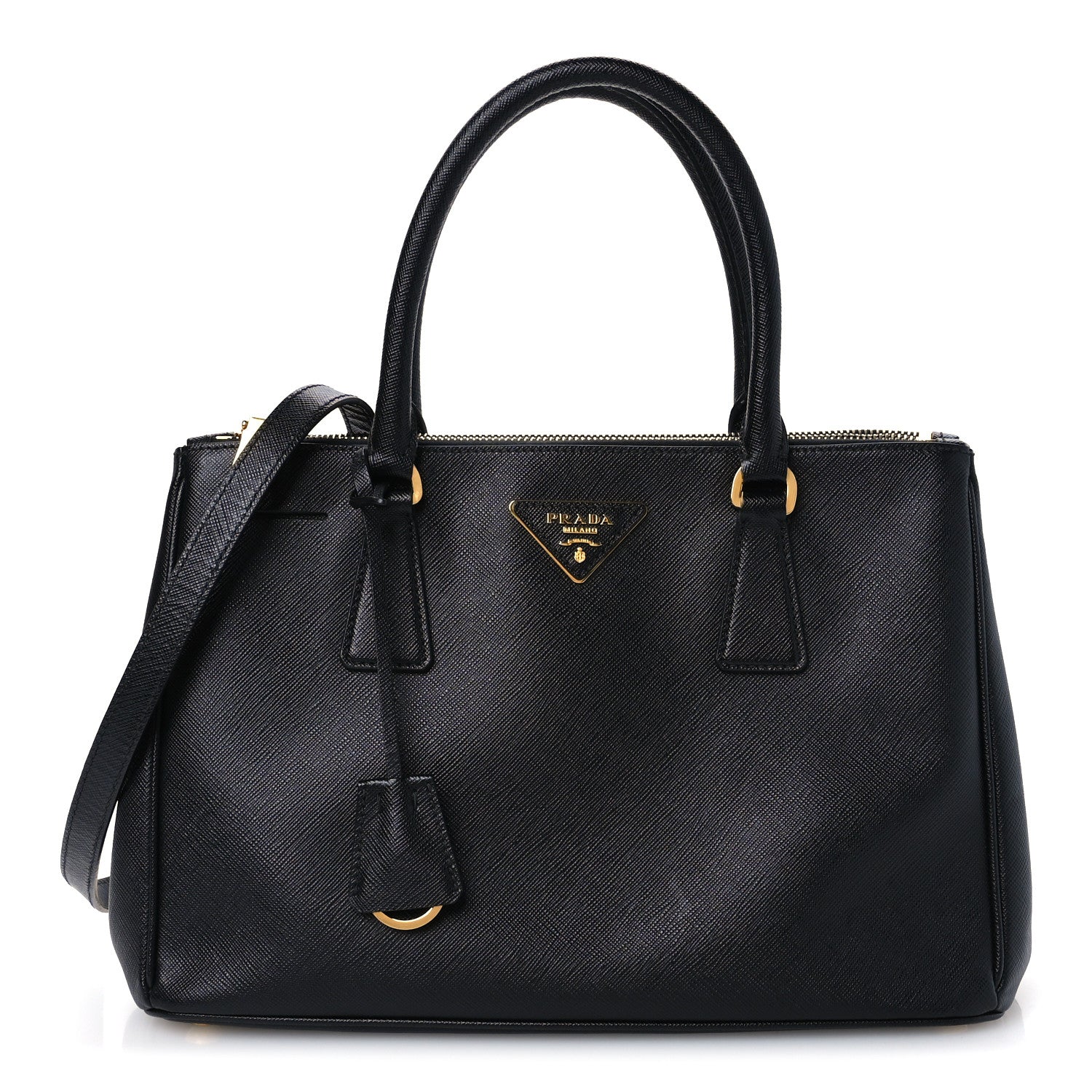 Saffiano Small Galleria Double Zip Tote Black