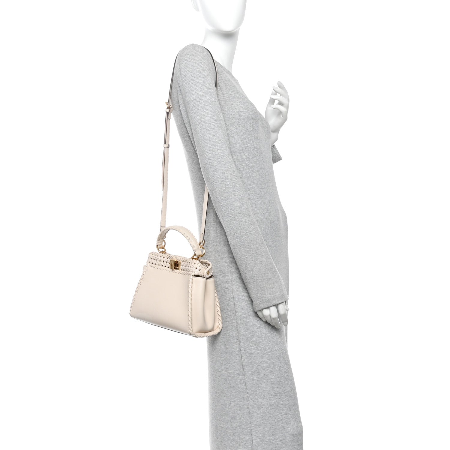 Nappa Interlace Mini Peekaboo Iconic Satchel Camelia - Image 2