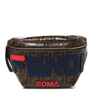 X FILA Glazed Fabric Vitello Century FF 1974 Mania Belt Bag Mogano Panna Blueberry