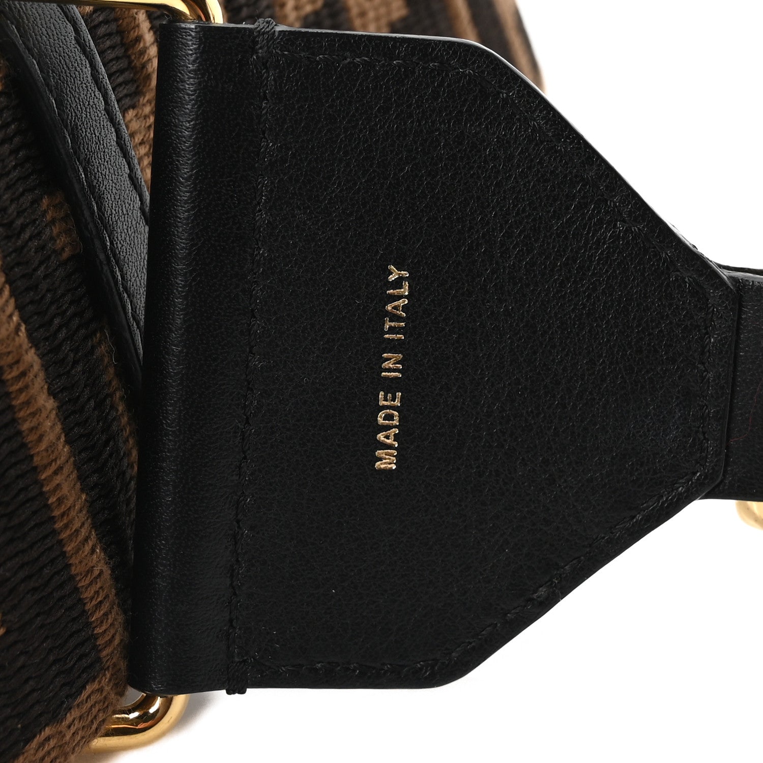 Jacquard Ribbon Vitello King FF Adjustable Strap You Fango Marrone Black - Image 4