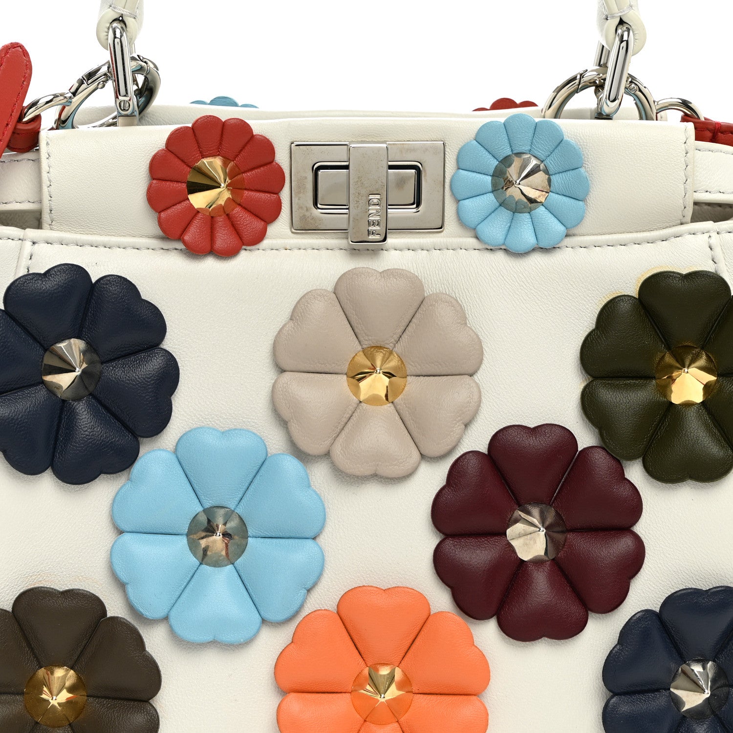 Nappa Flowerland Mini Peekaboo Iconic Satchel White Ice Multicolor - Image 8