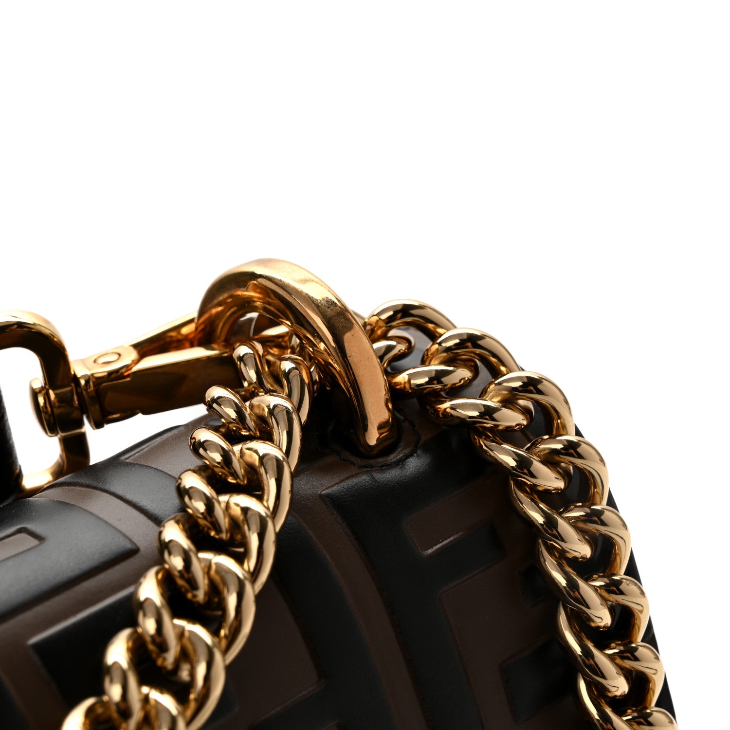 Vitello Liberty Bi-Color FF 1974 Embossed Chain Strap Kan U Shoulder Bag Black Maya - Image 13