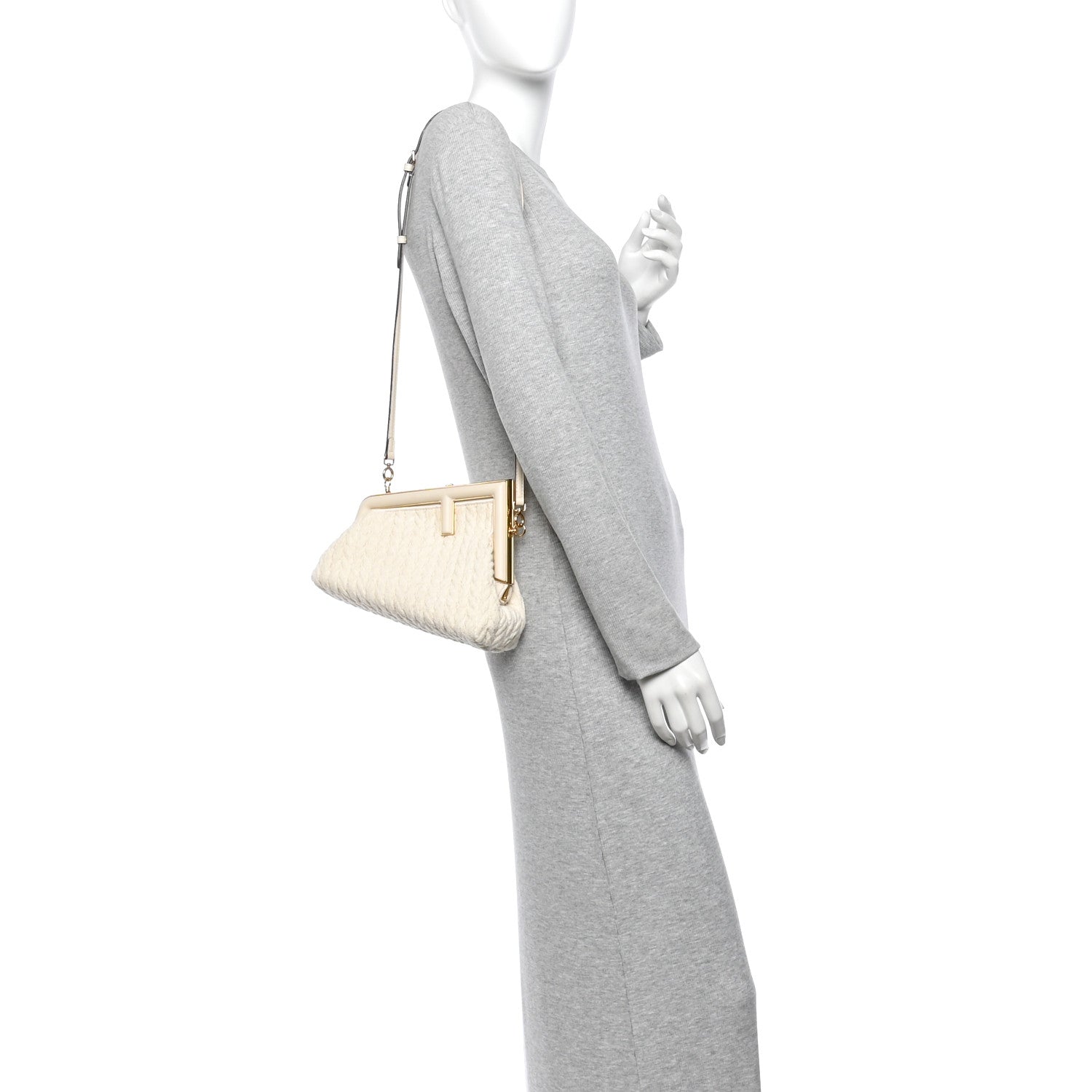 Woven Knit Nappa Small Fendi First White - Image 2