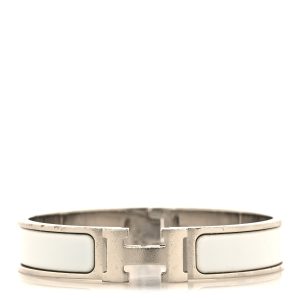 Enamel Narrow Clic Clac H Bracelet PM White