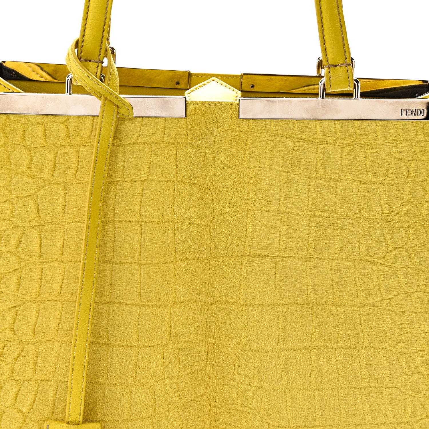 Vitello Calf Hair Crocodile Embossed Large 3Jours Tote Sunflower Cedro - Image 7