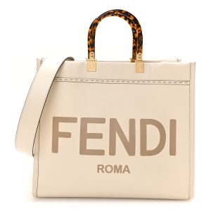 Vitello King Plexiglass Medium Fendi Sunshine Shopper Tote White Ice