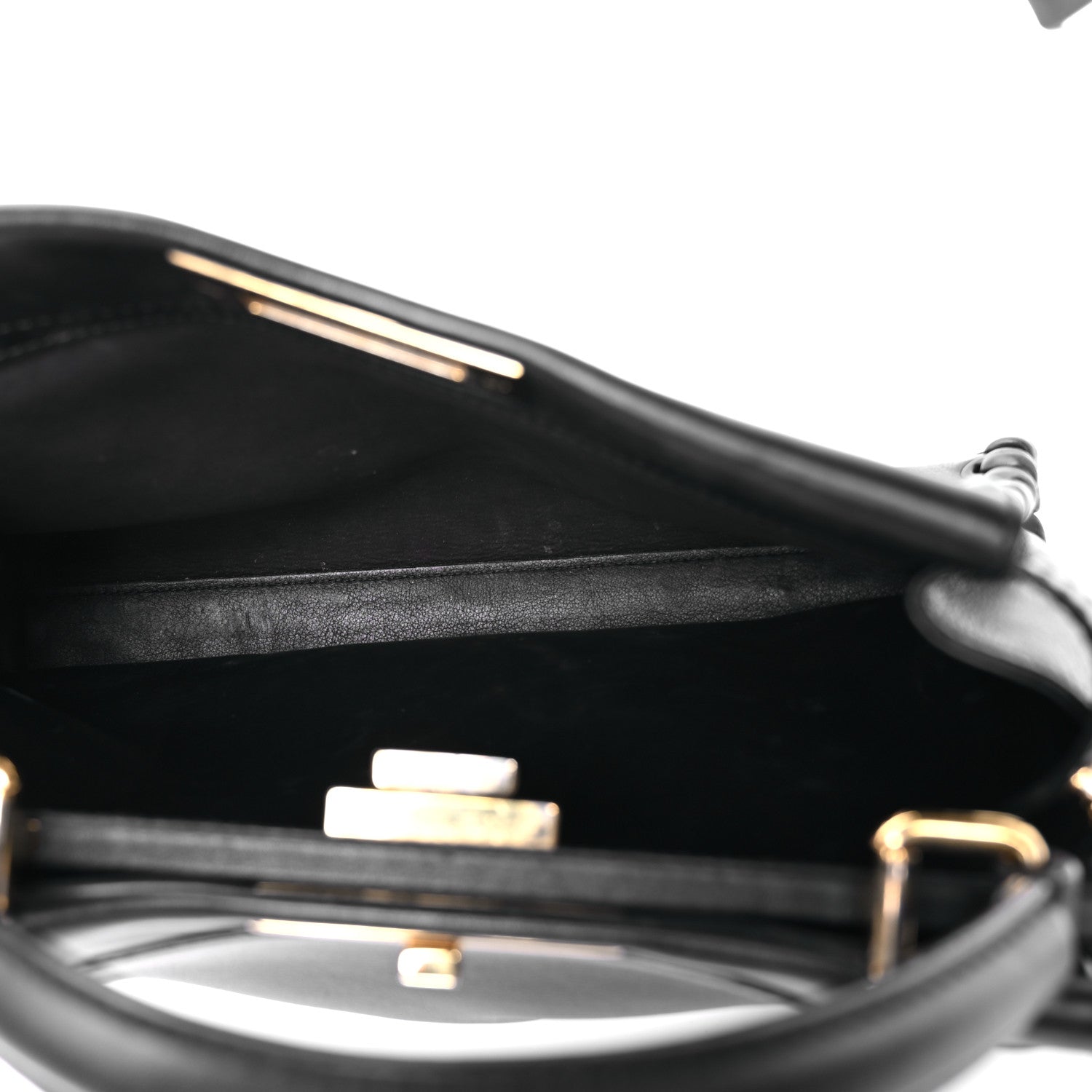 Vitello Seta Lace Up Medium Peekaboo Iconic Satchel Black - Image 5