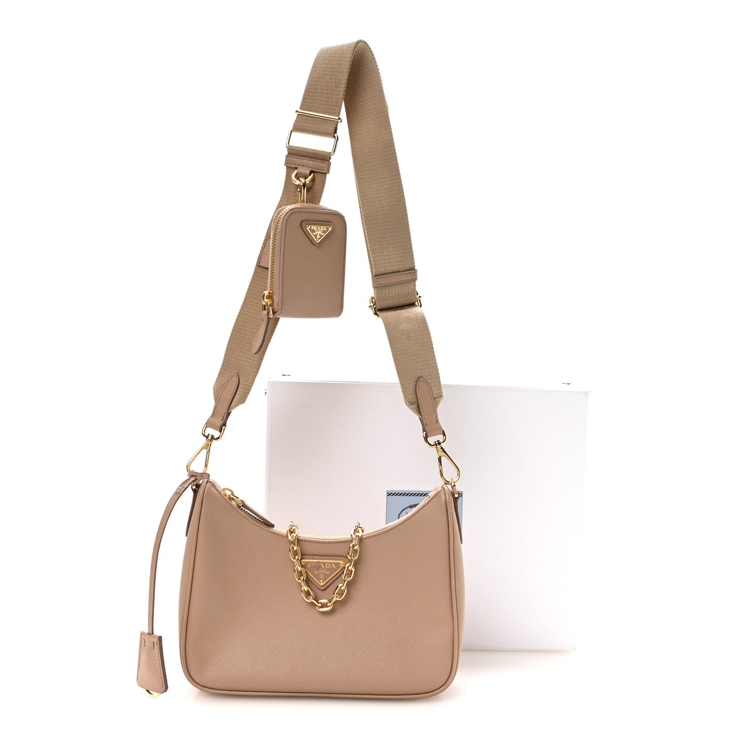 Saffiano Lux Re-Edition 2005 Shoulder Bag Cammeo - Image 13