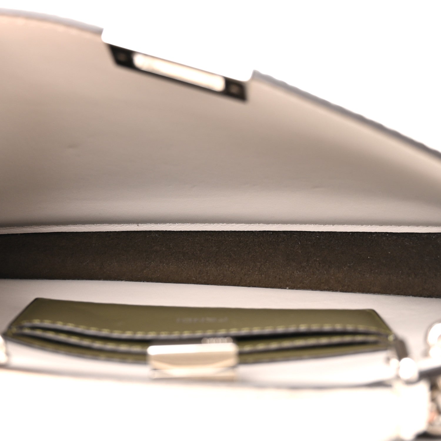 Cuoio Romano Vitello Cover Bi-Color Peekaboo I See U X Cross Satchel Ghiaia Oliva - Image 5
