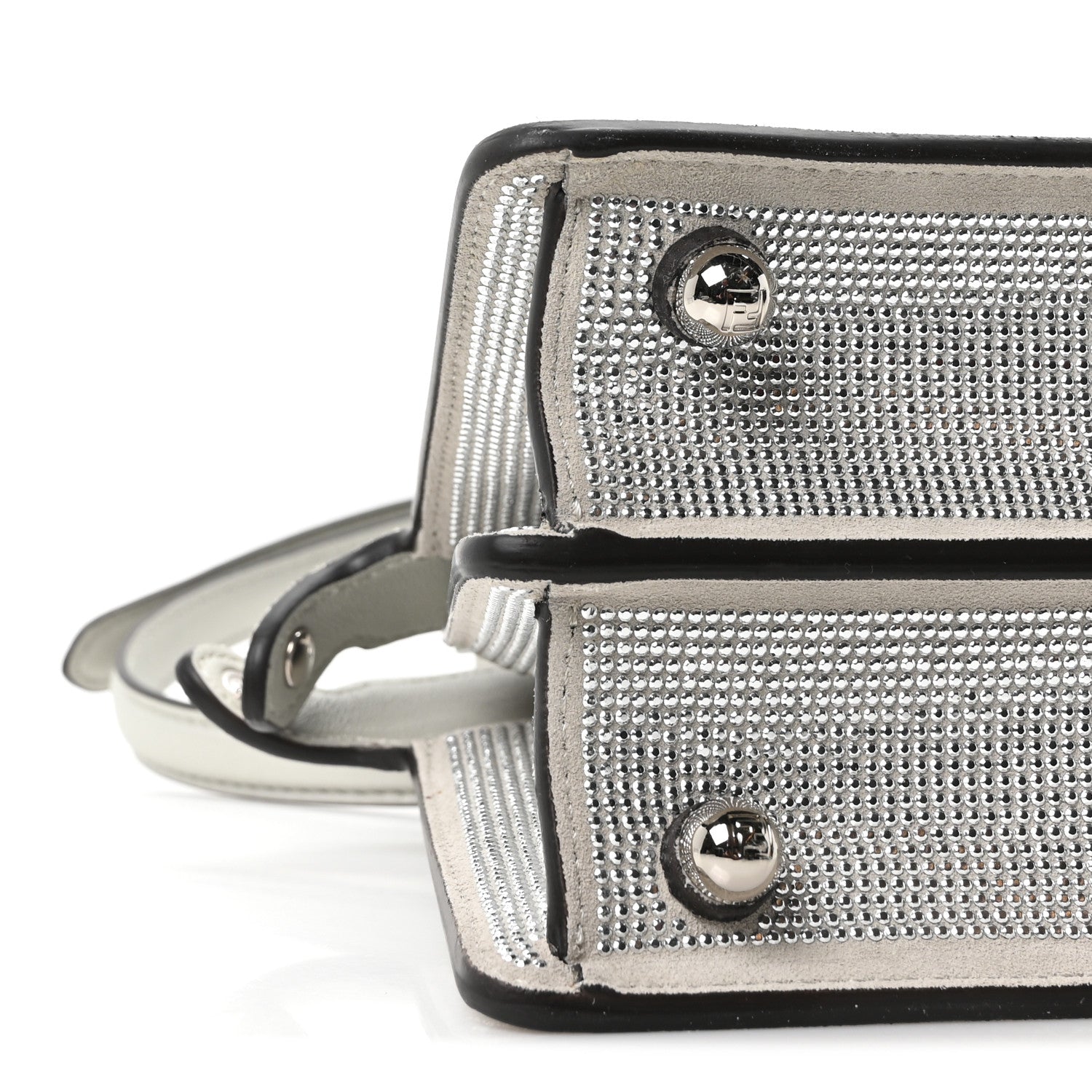 Iridescent Crystal Vitello Laminato Suede FF Petite Peekaboo I SEE U Satchel Cappuccino - Image 8