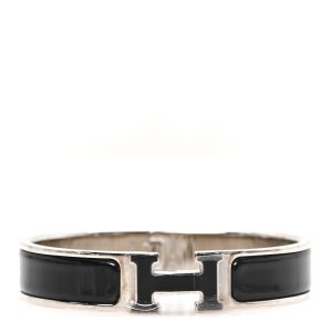 Enamel Narrow Clic Clac H Bracelet PM Black