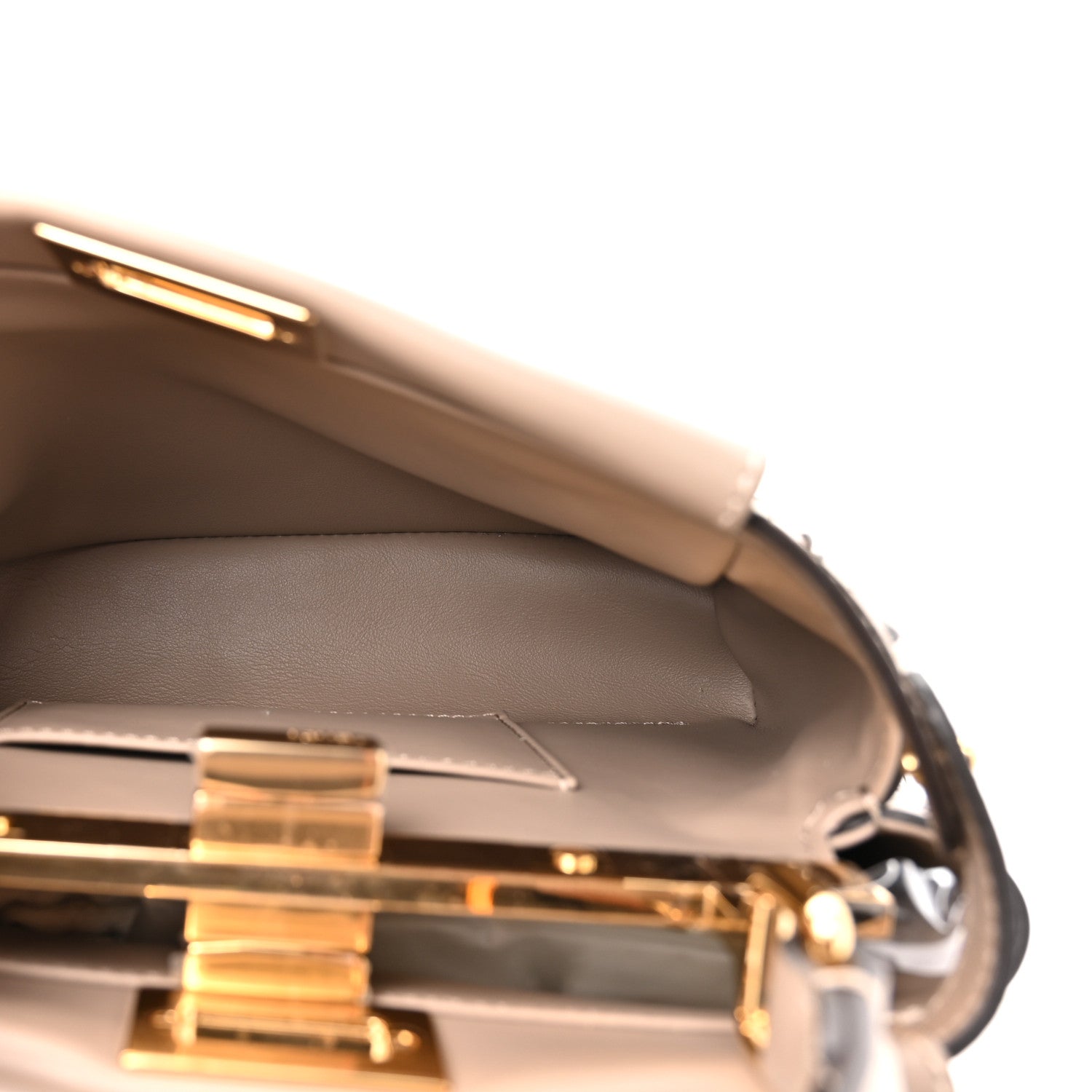 Calfskin Woven Mini Peekaboo Iconic Satchel Tortora White Ice - Image 5