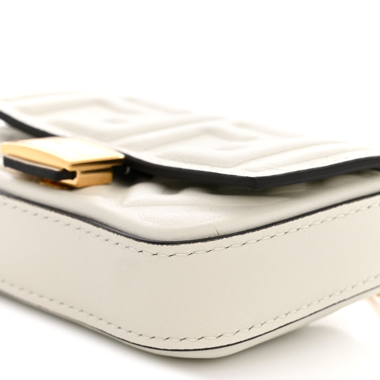 Nappa Matisse FF Embossed Nano Baguette Charm White - Image 9