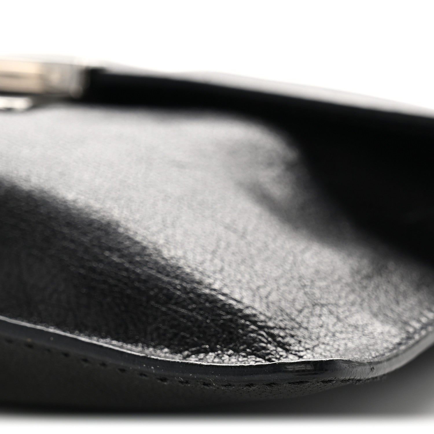 Glace Calf Pushlock Chain Shoulder Bag Black - Image 10