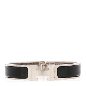 Enamel Narrow Clic Clac H Bracelet PM Black