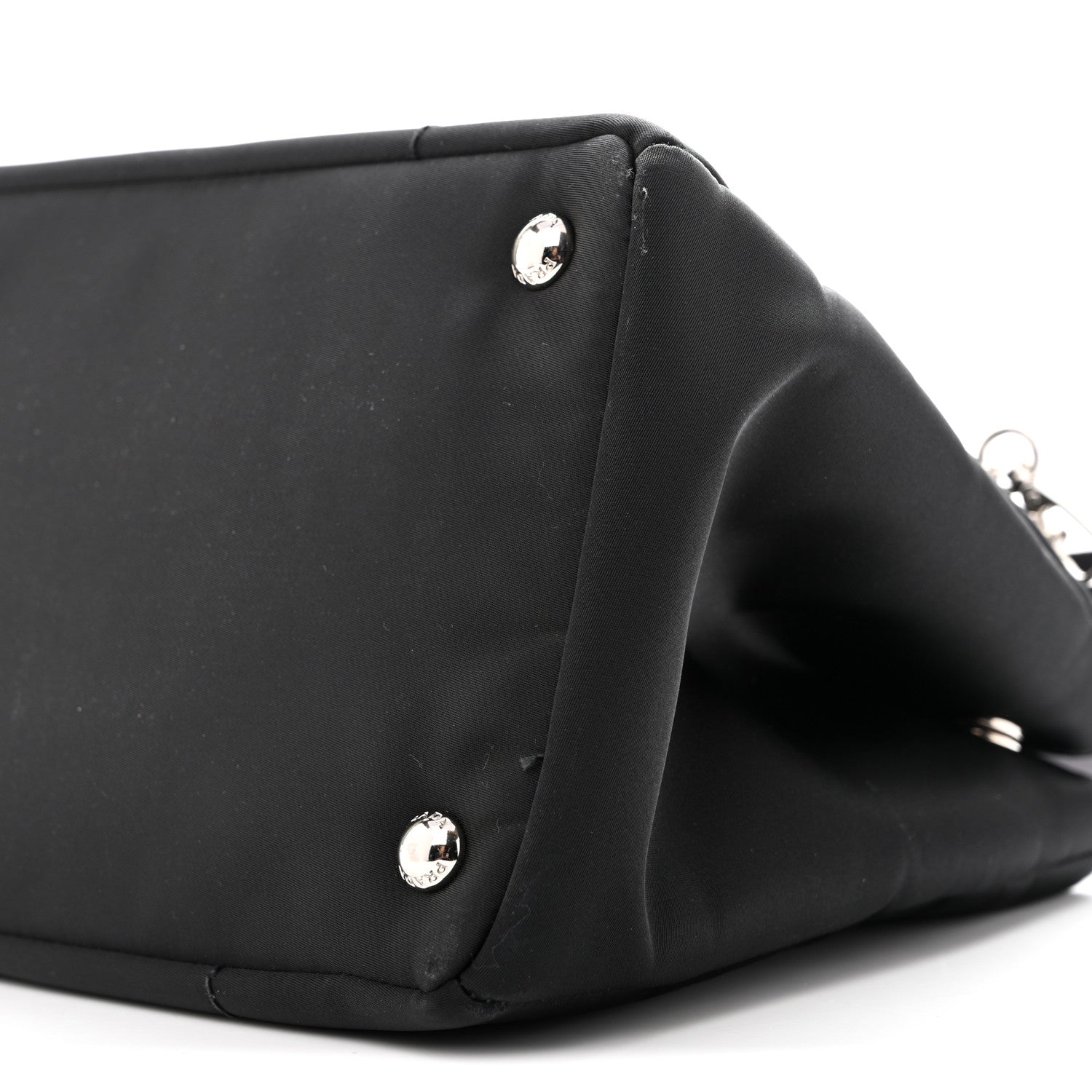 Tessuto Nylon Nappa Zip Pocket Chain Tote Black - Image 10