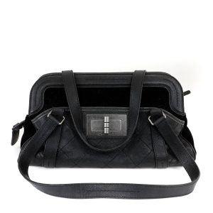 Chanel Reissue Double Pocket Tote Black Quilted Lambskin & Suede w/Brushed Hardware