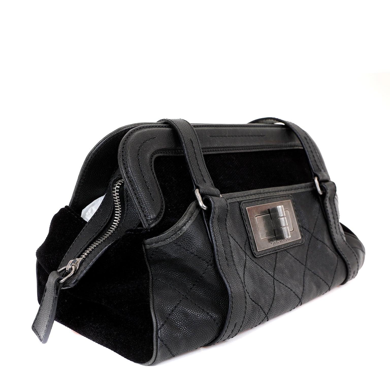 Chanel Reissue Double Pocket Tote Black Quilted Lambskin & Suede w/Brushed Hardware - 图片 4