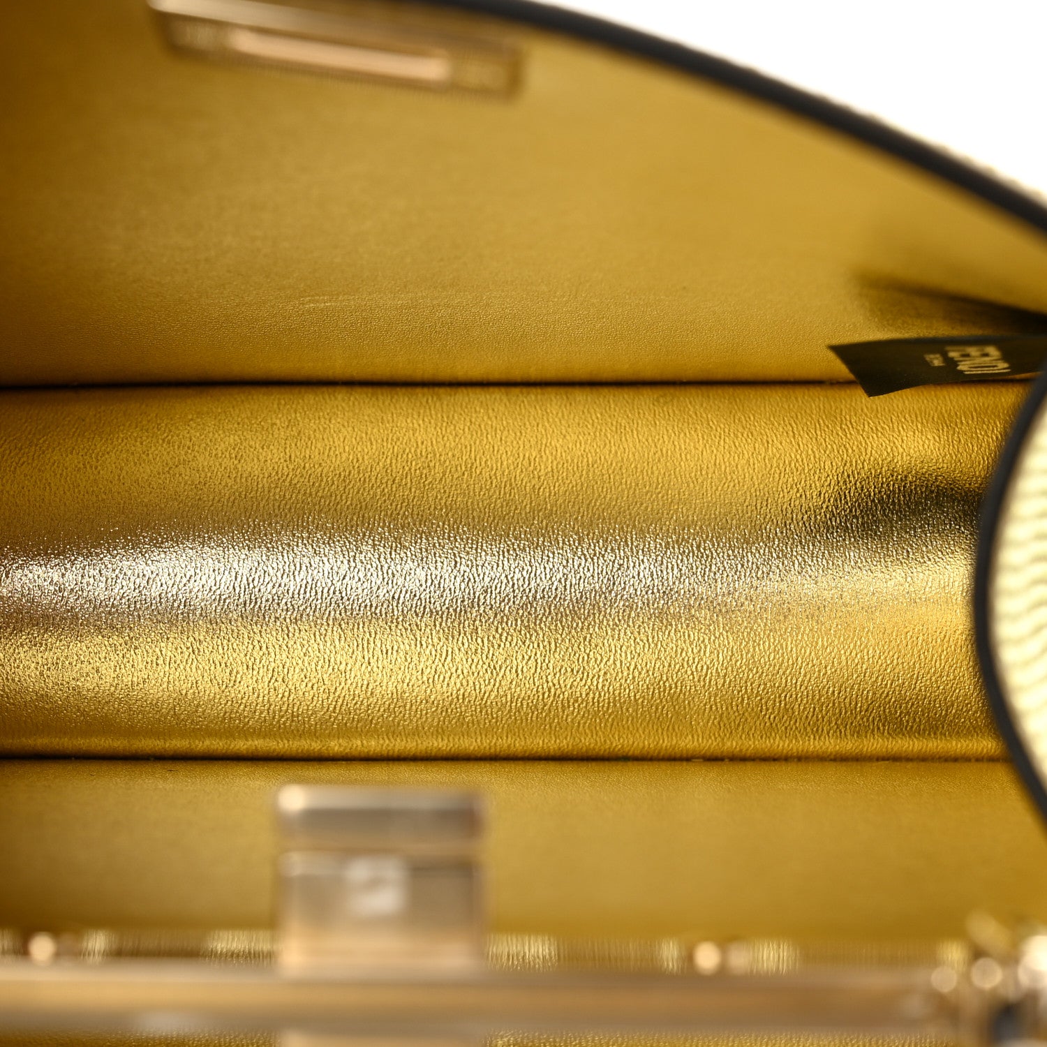 Crystal Vitello Laminato FF Petite Peekaboo I SEE U Satchel Crystal Platinum Light Gold - Image 6