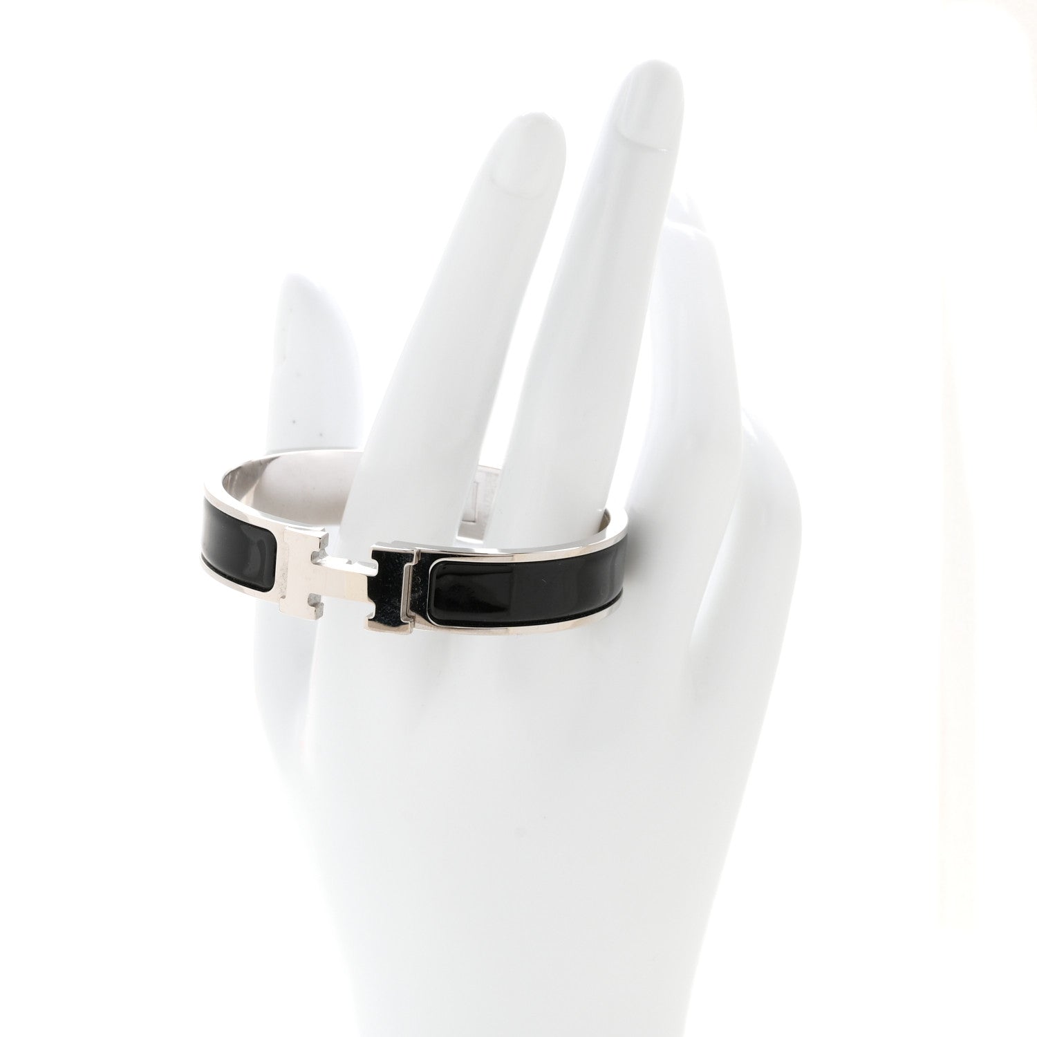 Enamel Narrow Clic Clac H Bracelet PM Black - Image 2