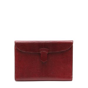 Hermès Billfold Wallet Burgundy Lizard
