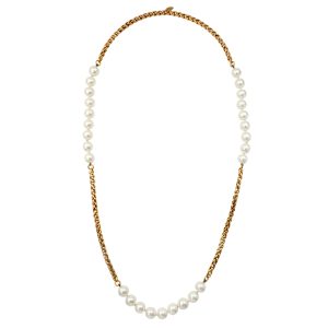 Chanel Vintage 3 Section Pearl and Gold Necklace