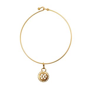 Hermes Gold Choker Necklace w/Medallion