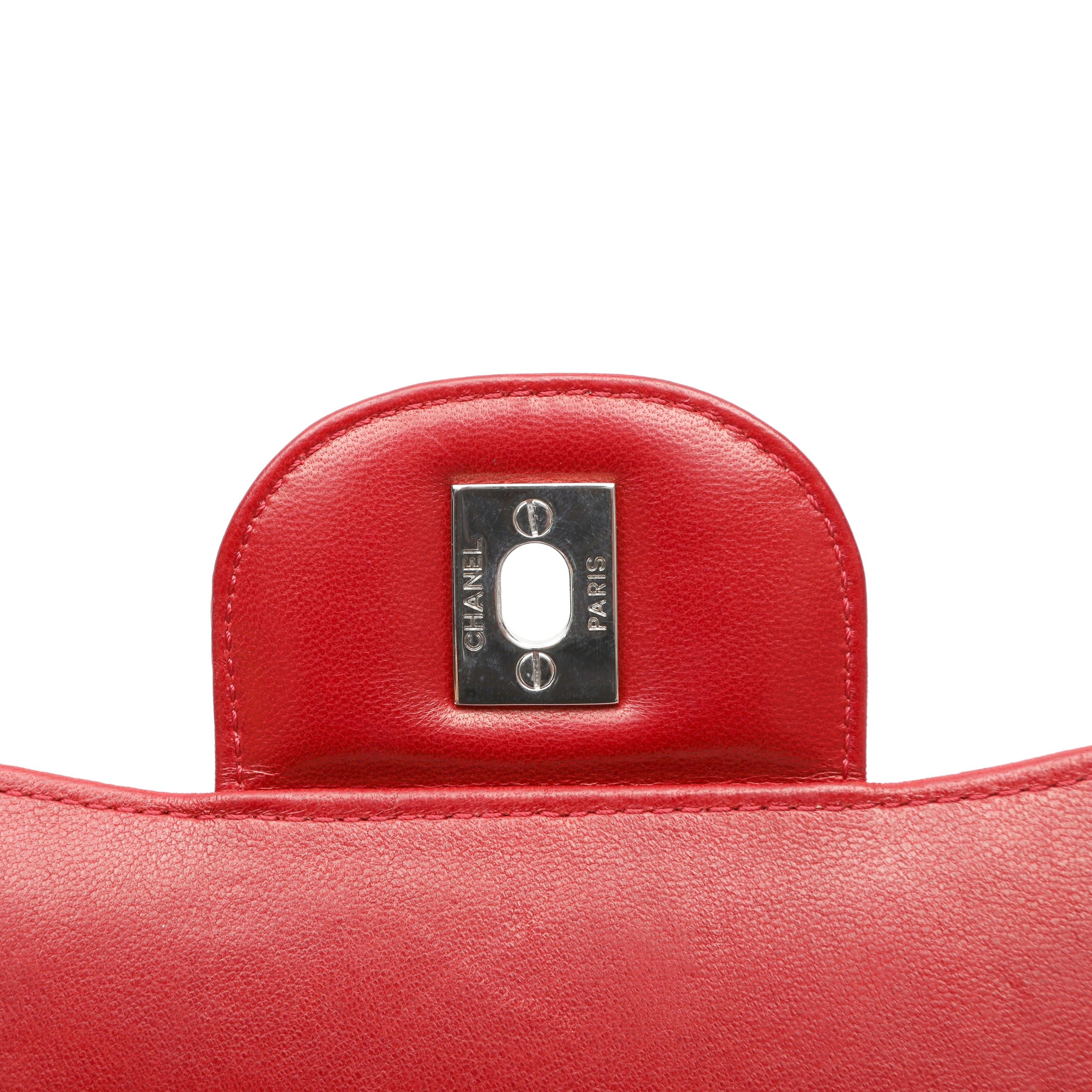 Chanel Jumbo Classic Deep Red Croc w/Silver Hardware - 图片 8