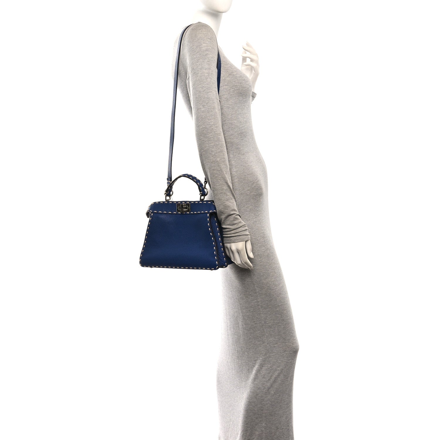 Cuoio Romano Selleria Chamois Small Peekaboo I SEE U Satchel Blue - Image 2