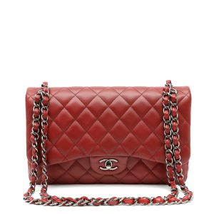 Chanel Jumbo Classic Dark Red Caviar w/Silver Hardware