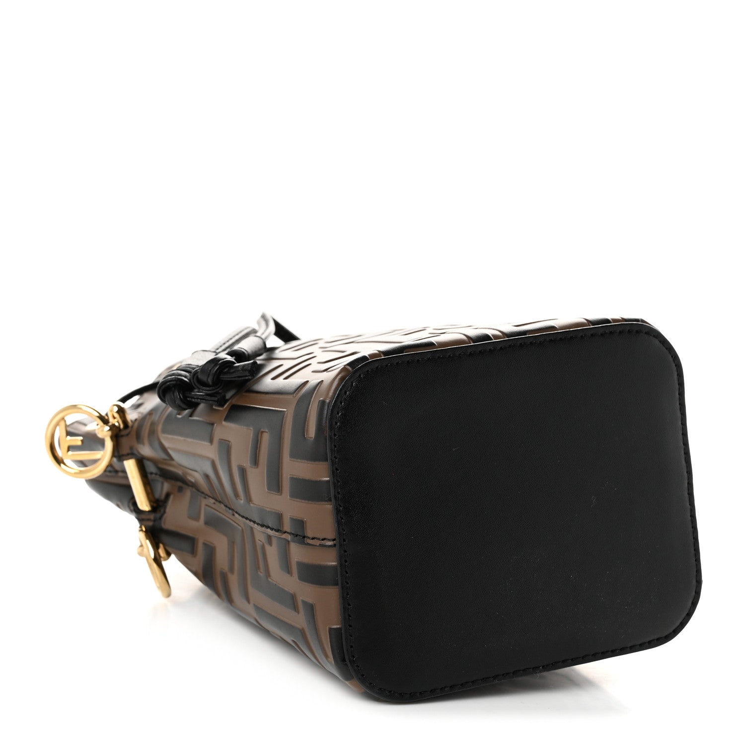 Vitello Liberty F is Fendi Bi-Color FF 1974 Embossed Mini Mon Tresor Bucket Bag Maya Black - Image 4