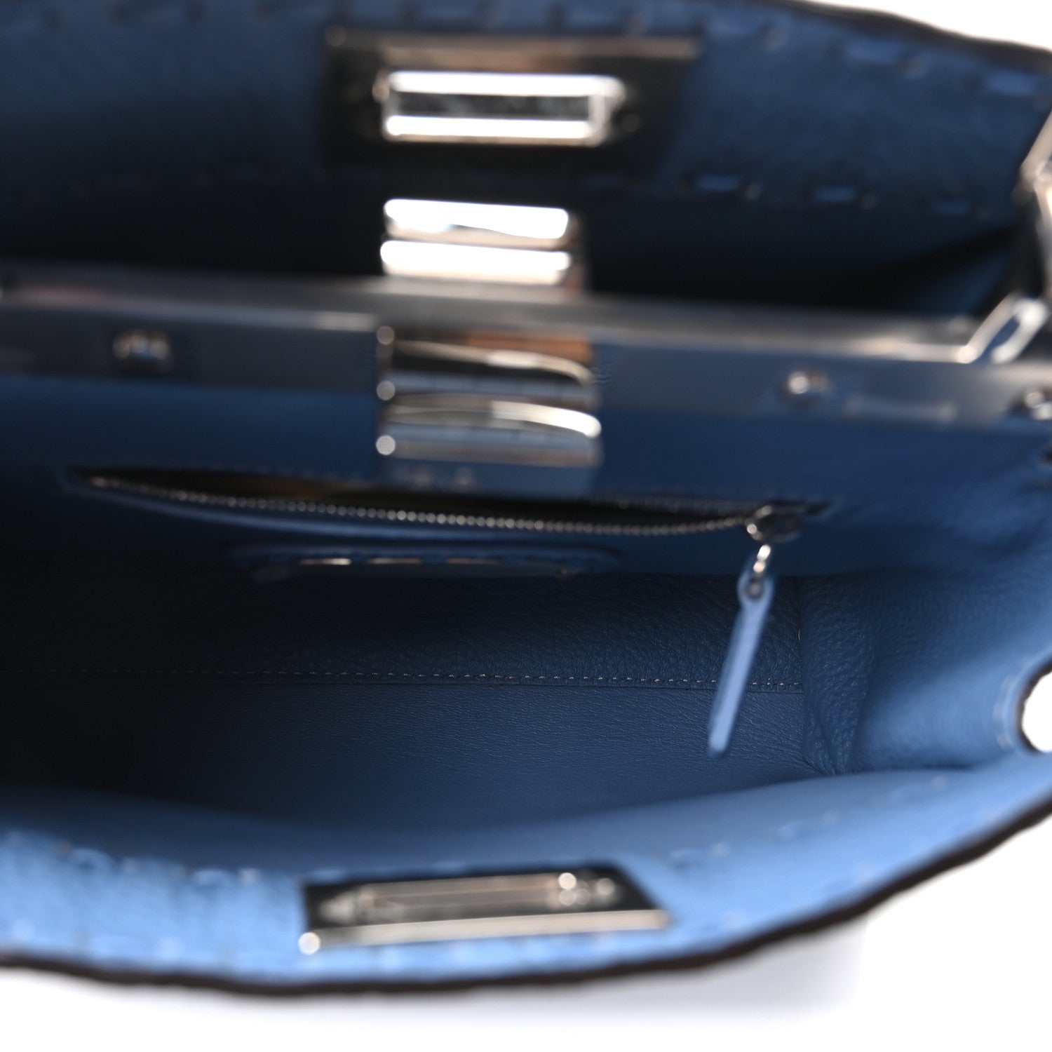 Cuoio Romano Selleria Macro Stitchings Mini Peekaboo Iconic Satchel Argento Blue - Image 5
