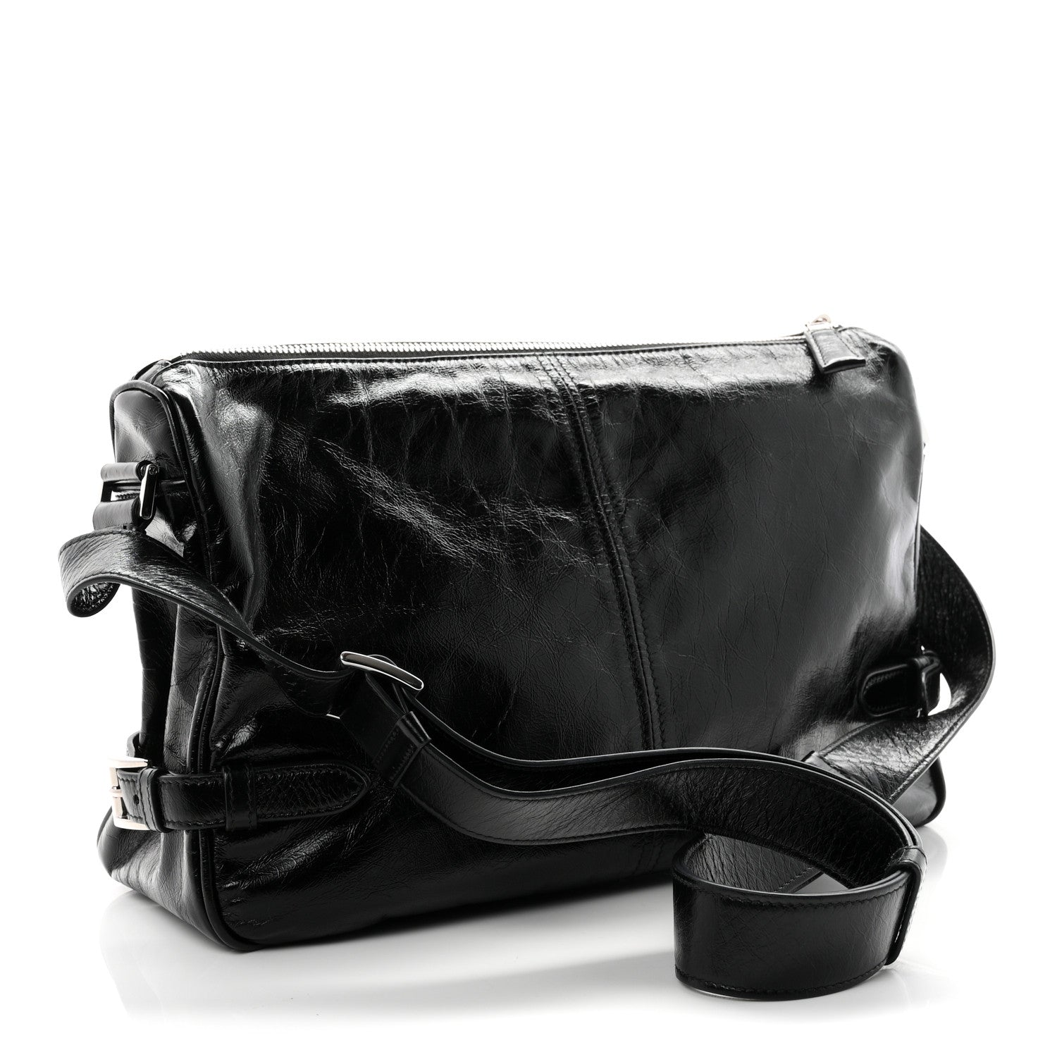 Vitello Shine Shoulder Bag Black - Image 3