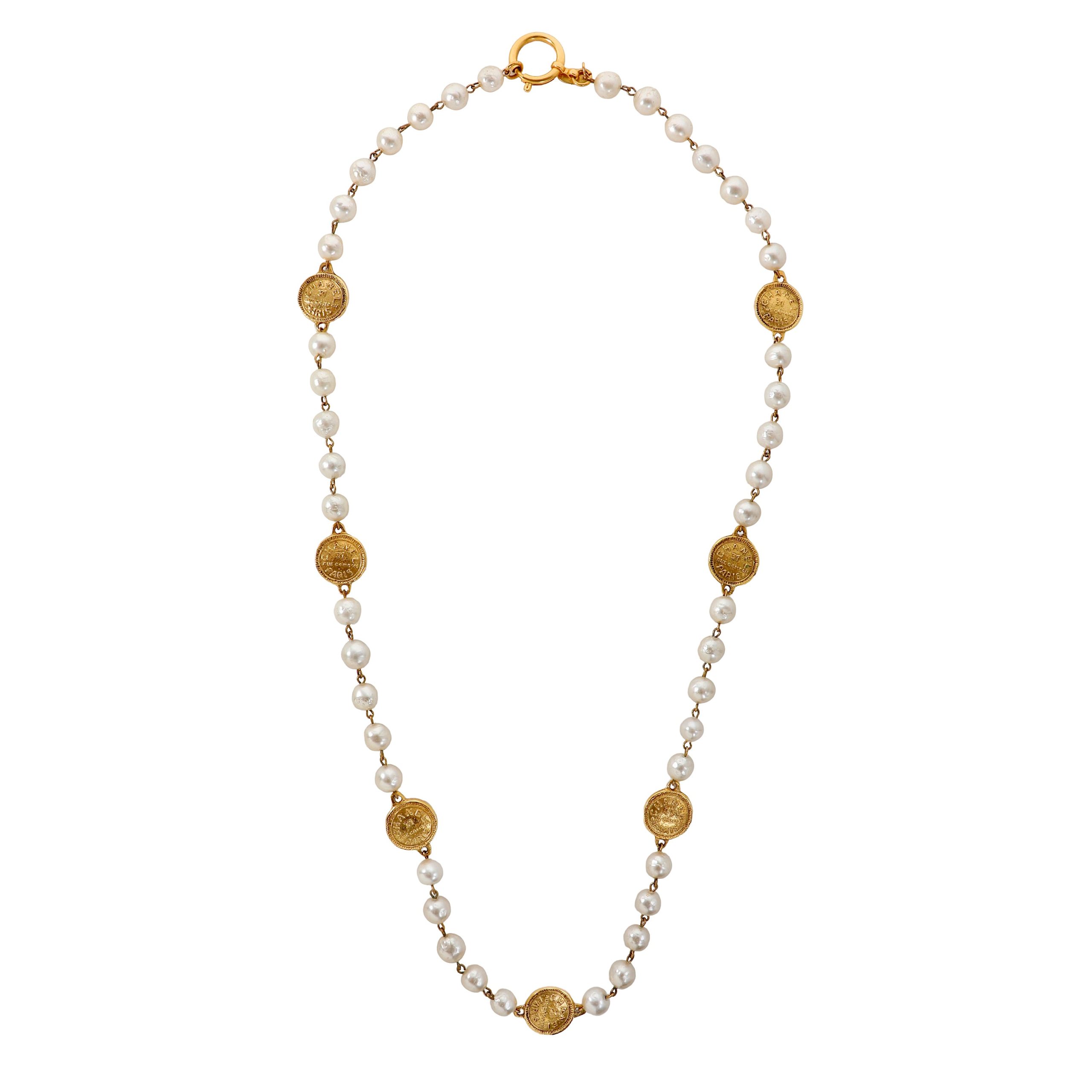 Chanel Vintage 31 Rue Cambon Coin Gold Necklace
