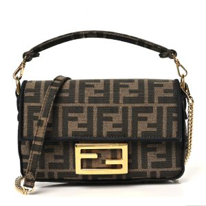 Fabric Jacquard FF 1974 Mini Baguette Tobacco Moro Black