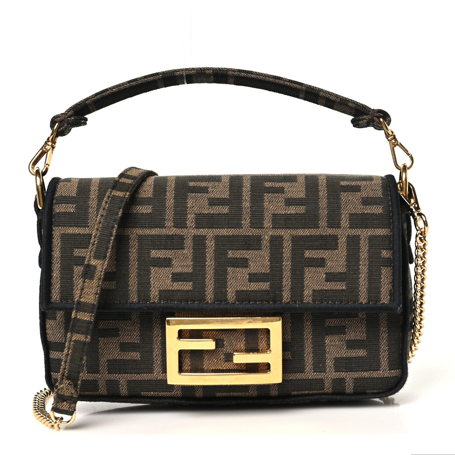 Fabric Jacquard FF 1974 Mini Baguette Tobacco Moro Black