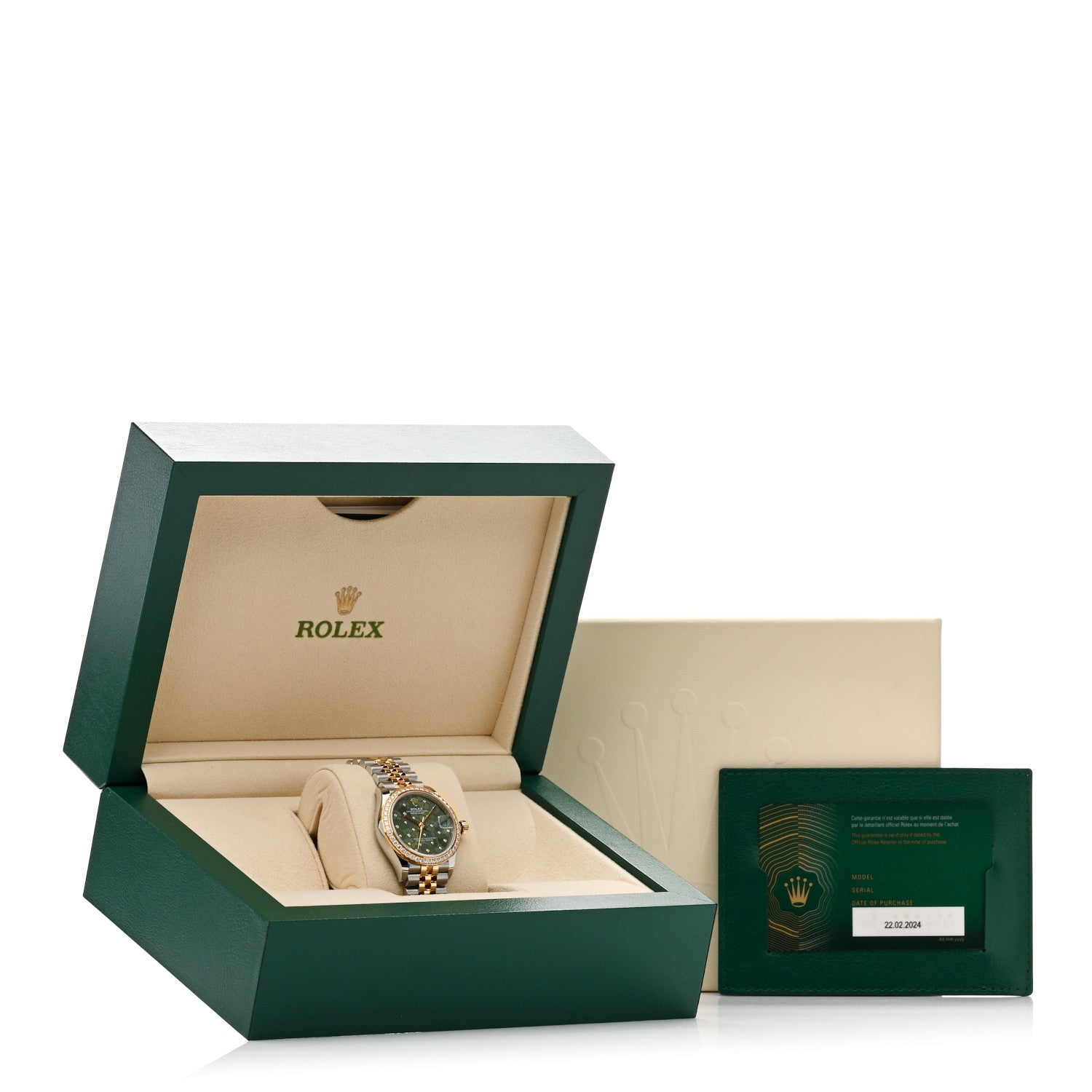 Stainless Steel 18K Yellow Gold Diamond Bezel 31mm Oyster Perpetual Datejust Watch Green Floral 278383RBR - Image 5