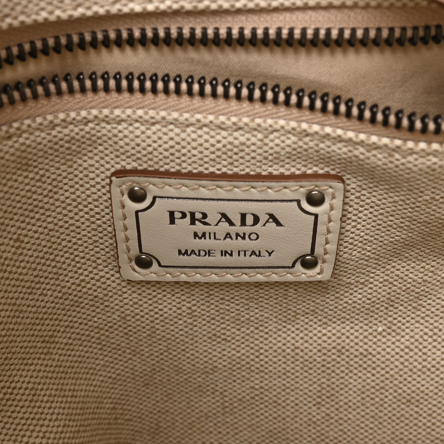 Canvas Calfskin Mini Route Bucket Bag Naturale - Image 6