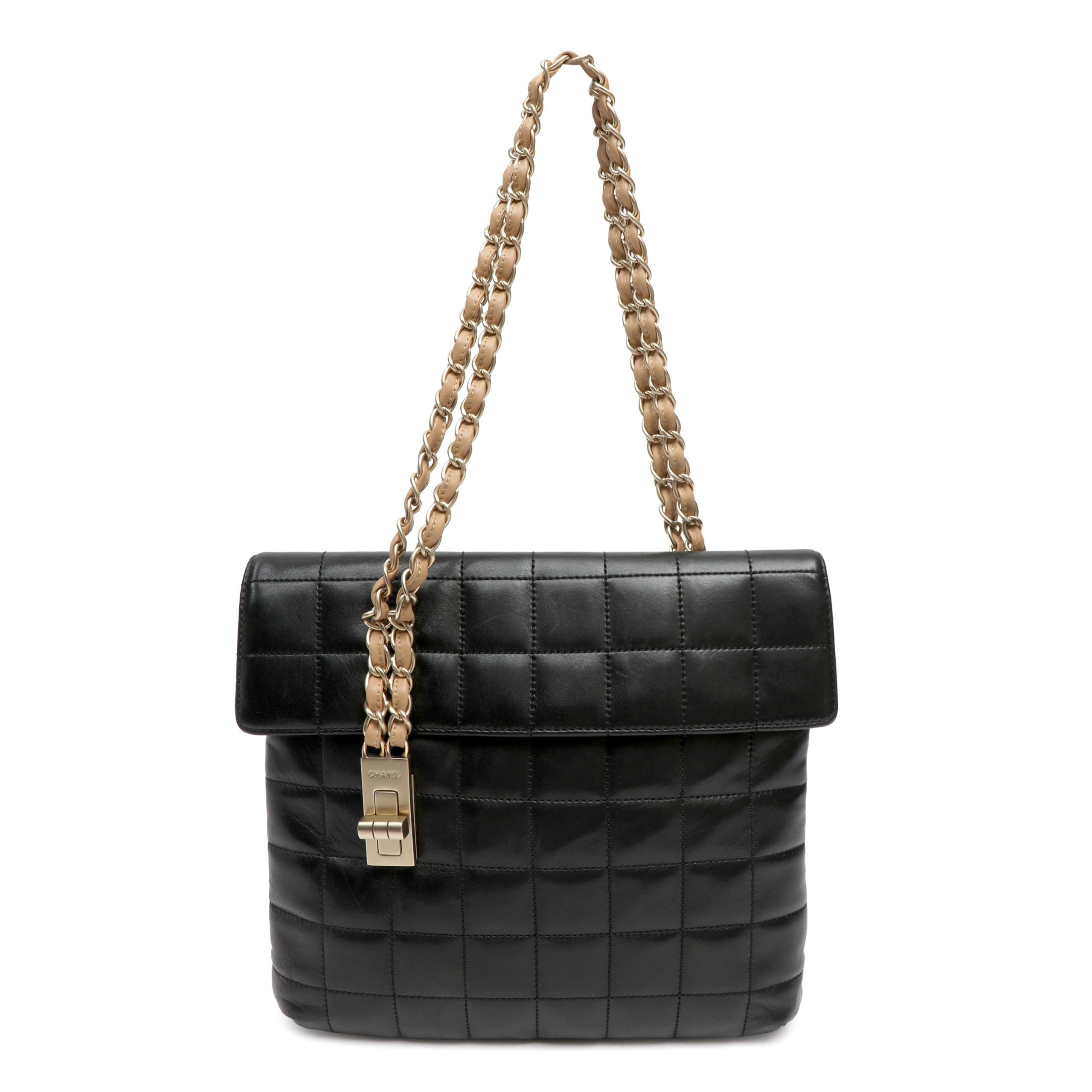 Chanel Square Quilt Vertical Lock Flap Bag Black Lambskin w/Gold Hardware - 图片 2