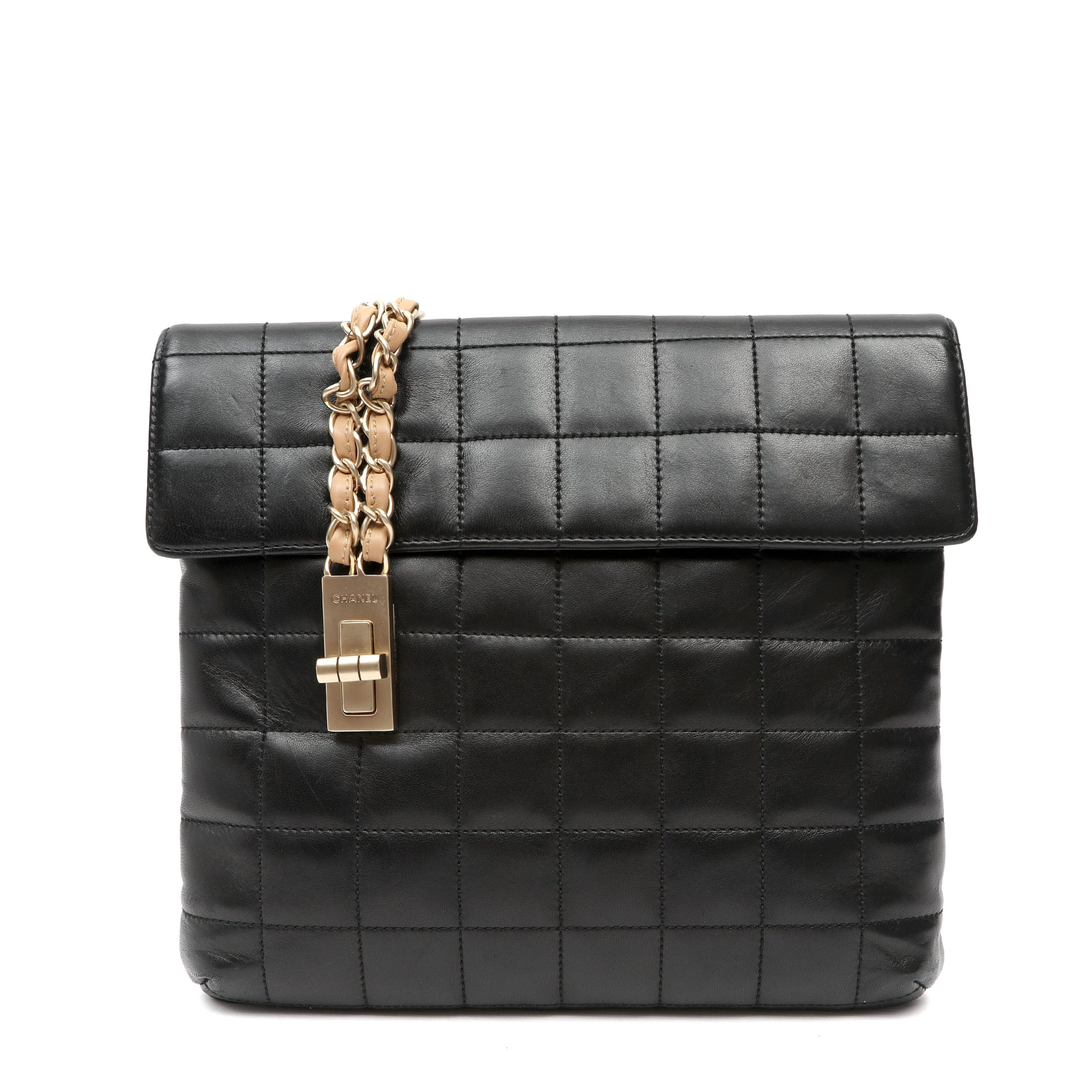 Chanel Square Quilt Vertical Lock Flap Bag Black Lambskin w/Gold Hardware - 图片 3