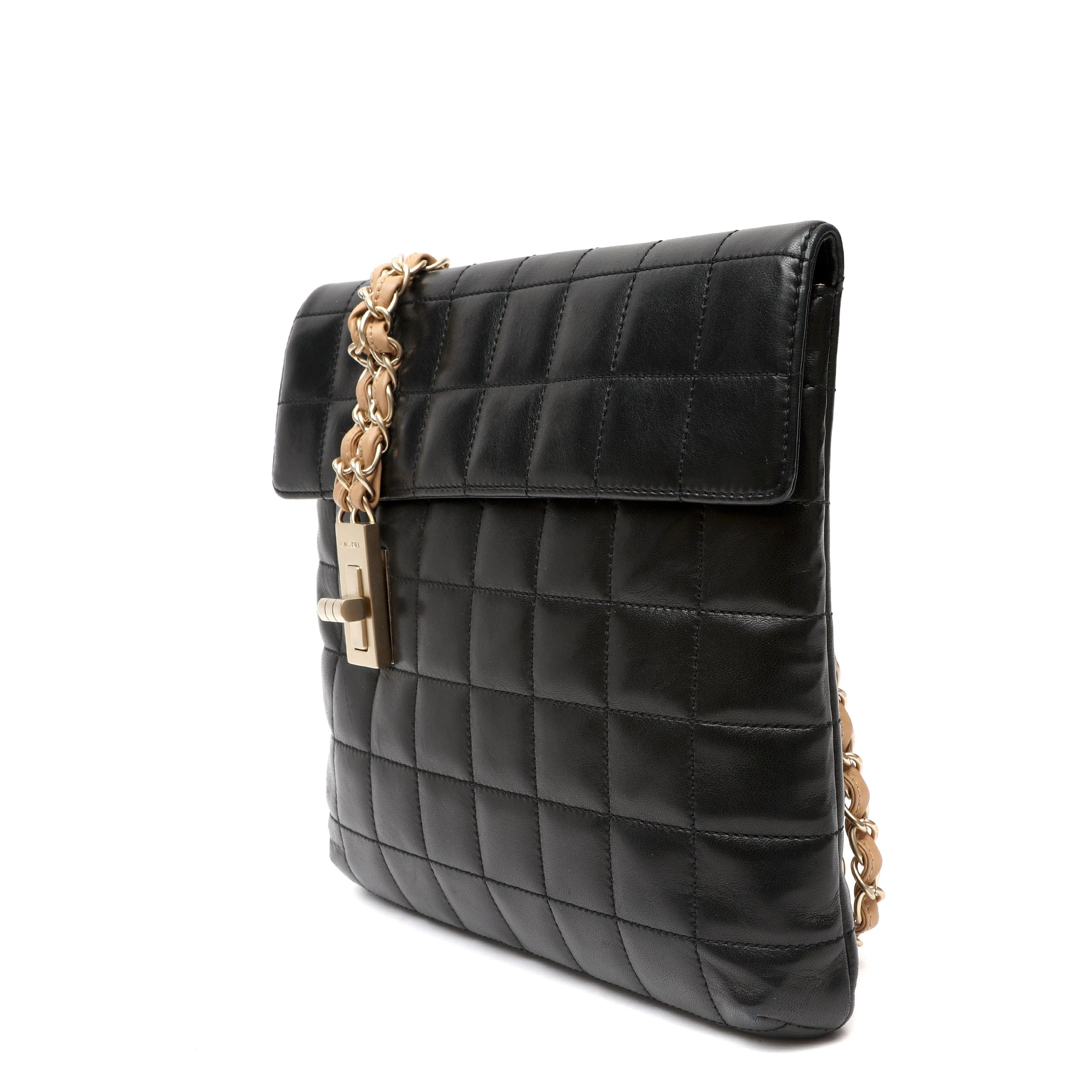 Chanel Square Quilt Vertical Lock Flap Bag Black Lambskin w/Gold Hardware - 图片 4